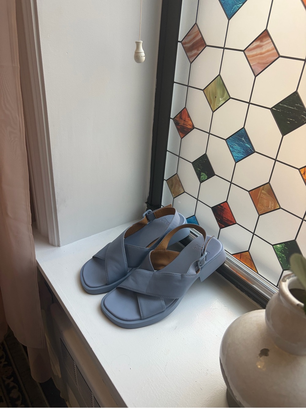 “Camper” Light Blue Cross Dana Slingback Sandals